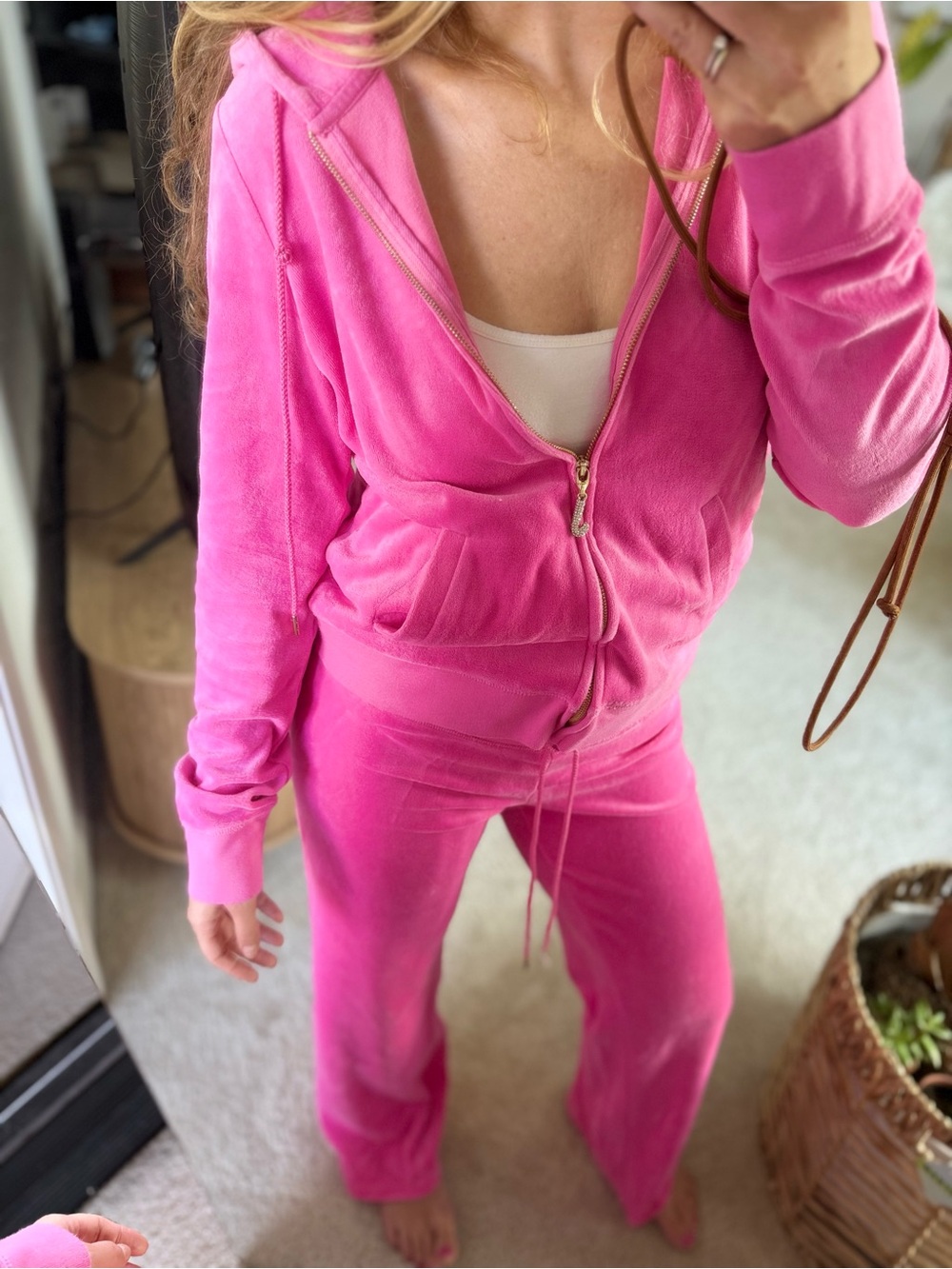 Juicy Couture Girls' Hot Pink Velour Hoodie & Jogger Set